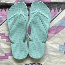 Women's Blue Solid Flip Flop Sandals Rubber Upper Slip-On US 7-8 731690