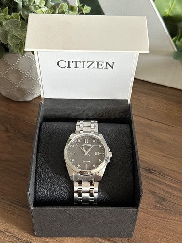Citizen Corso Diamond Eco-Drive Gray Dial Stainless Steel Men's Watch BM7100-59H