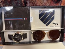 4 pc Charles Raymond Men's Gift Set Matching Wallet Watch Sunglasses and Necktie