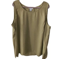 Citron Santa Monica 3X Plus Tank Top 100% Silk Lightweight Chartreuse Green