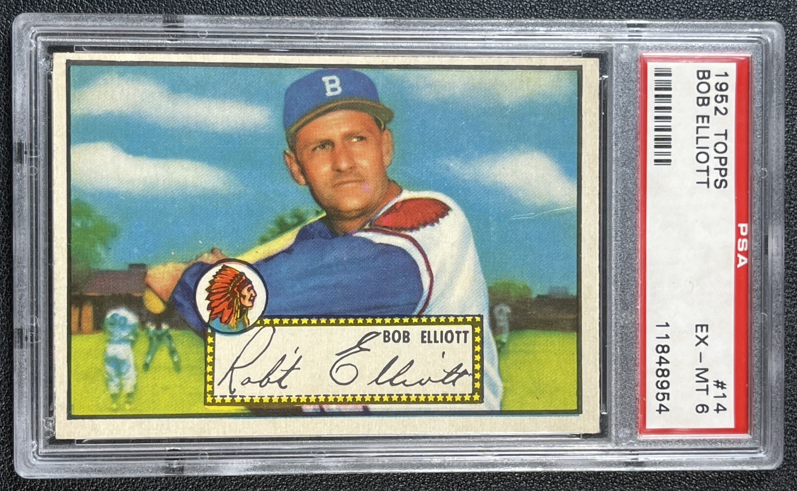 BOB ELLIOTT PSA 6 1952 TOPPS BASEBALL #14 BRAVES 8954