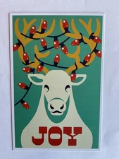 Lantern Press Postcard Christmas Joy, Reindeer, Retro Christmas