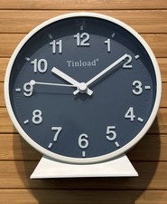 Tinload 4.5" Battery Operated Analog Alarm Clock, Small Silent Bedside White