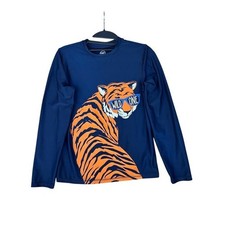 Wonder Nation Boys Navy Blue Tiger Wild One Long Sleeve Rash Guard XL 14-16