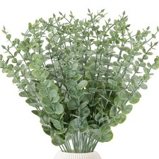 LYRWI 38pcs Eucalyptus Stems Artificial Leaves Fake 38, Grey Green