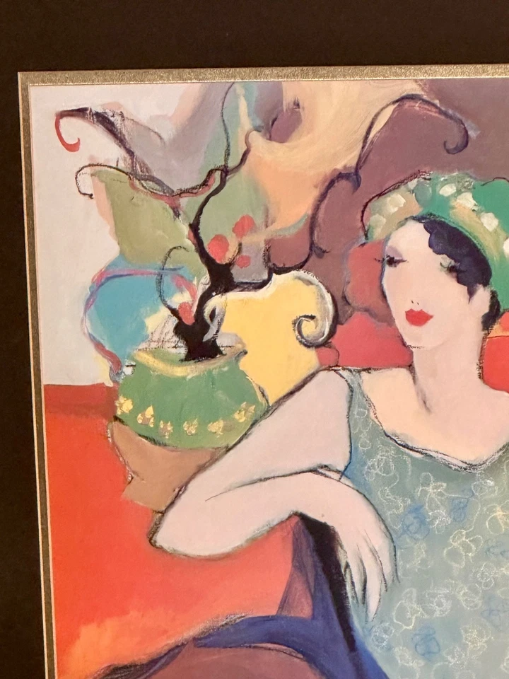 Impresión litográfica enmarcada ITZCHAK TARKAY "IN THE LOUNGE" 41x33 arte vintage de Israel Foto 4 de 4