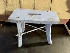 Painted Antique Wooden STOOL Country Rustic Farmhouse Vintage Primitive