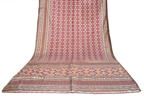 Tela de seda sari tejida Sambalpuri Sambalpuri 5 yardas de colección saris rojos Sambalpuri - Imagen 11 de 14