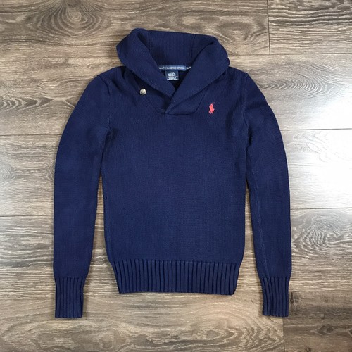 Ralph Lauren Sports Boys Navy Blue Preppy Style High Neck Knitted Sweater Sz XS - Picture 6 of 6