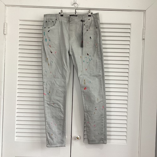 NWT Serenede Zenos Word Hand painted splattered Mens Jean Size 38x32 - Picture 2 of 22