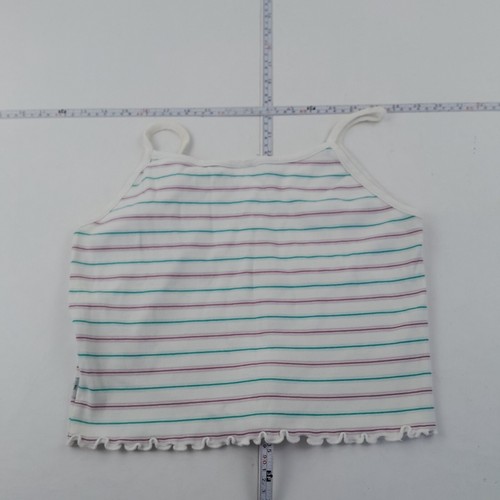 ELLE Sport Top Grande Blanco Mujer Tirantes Recortado Rayas Y2K 00s - Imagen 8 de 10