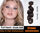 18" Full Head Clip in Remy Human Hair Extensions-Body Wave Grade AAA