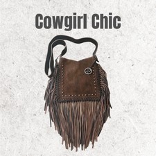 Raviani Western Fringe Crossbody Bag  Chocolate Brown  Calfskin #53
