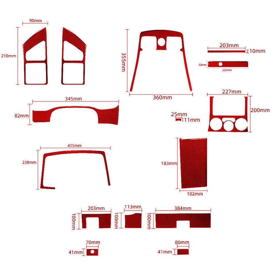 Cubierta de tablero delantero (TCS) de fibra de carbono roja para Colorado 04-12/Canyon 05-12 15* Foto 2 de 4