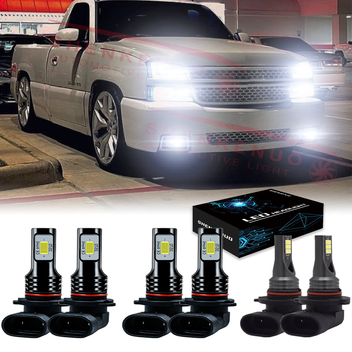 LED Headlights Fog Lights For Silverado 1500 2500 HD 2003 2005 2006