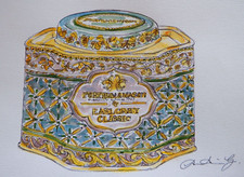 Watercolour Painting Fortnum Mason Classic Earl Grey Tea Caddy Tin Box Art