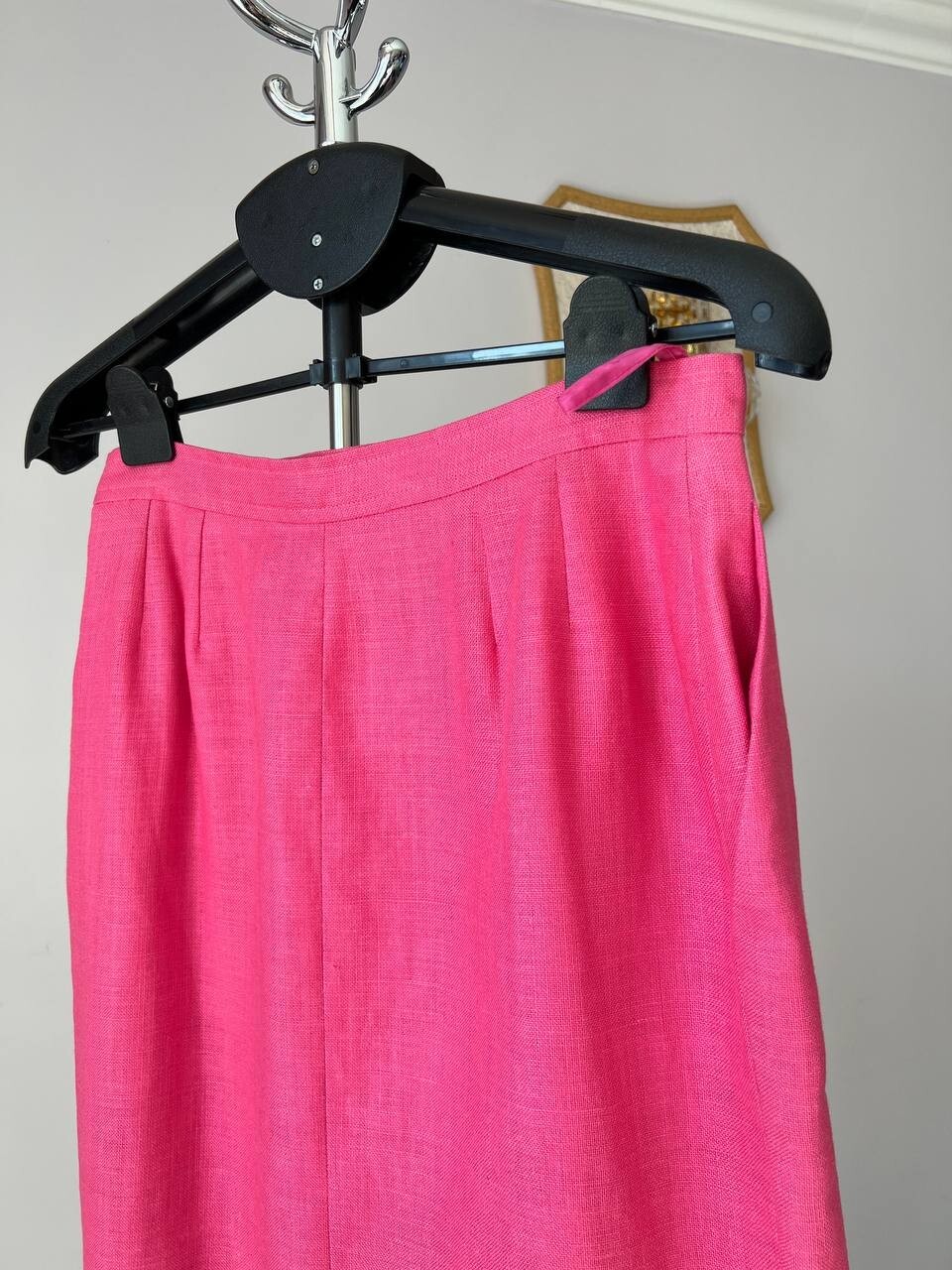 GONNA YVES SAINT LAURENT RIVE GAUCHE MADE IN FRANCE PARIS ROSA 100% LINO DONNA