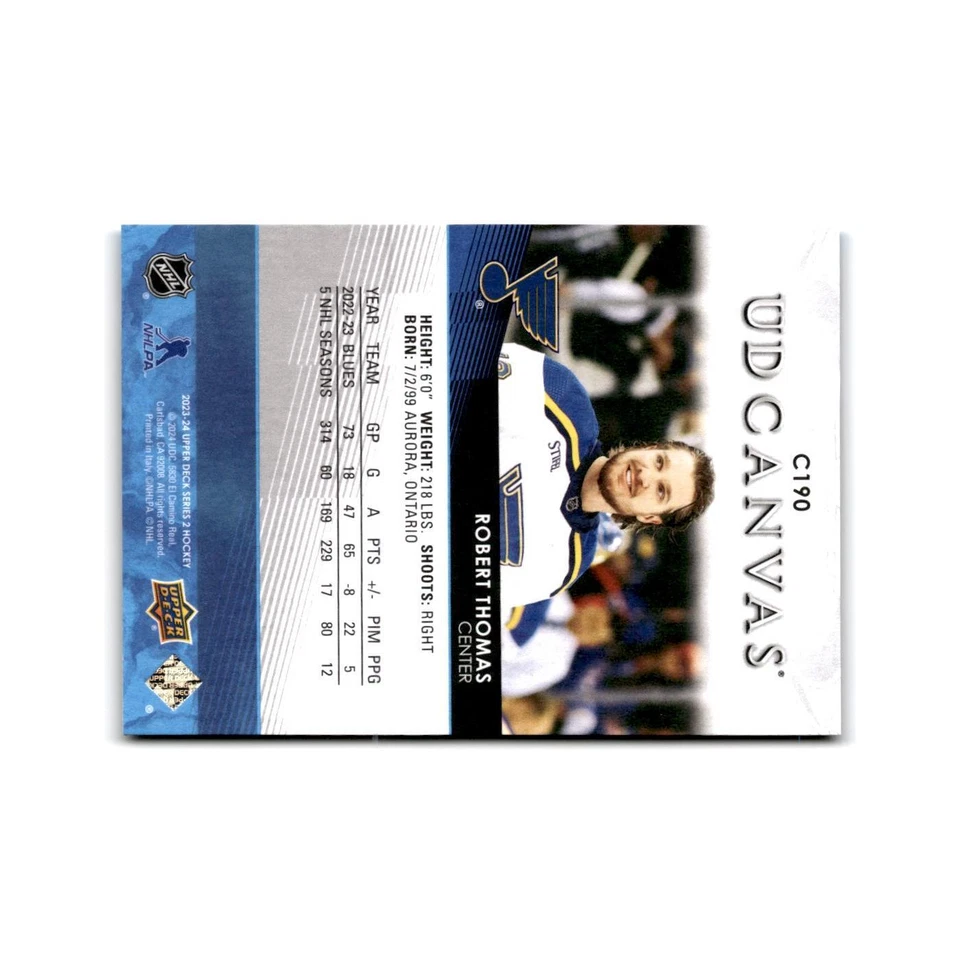2023 Upper Deck UD Canvas Robert Thomas St. Louis Blues #C190 - Image 2 of 3