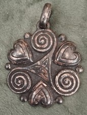 Pendentif en Métal Argenté Celtique Art Déco Kelt Breton Bretagne 