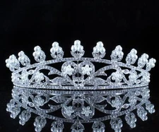 HEART PEARL AUSTRIAN CRYSTAL RHINESTONE TIARA CROWN PROM HEADBAND WEDDING T11998