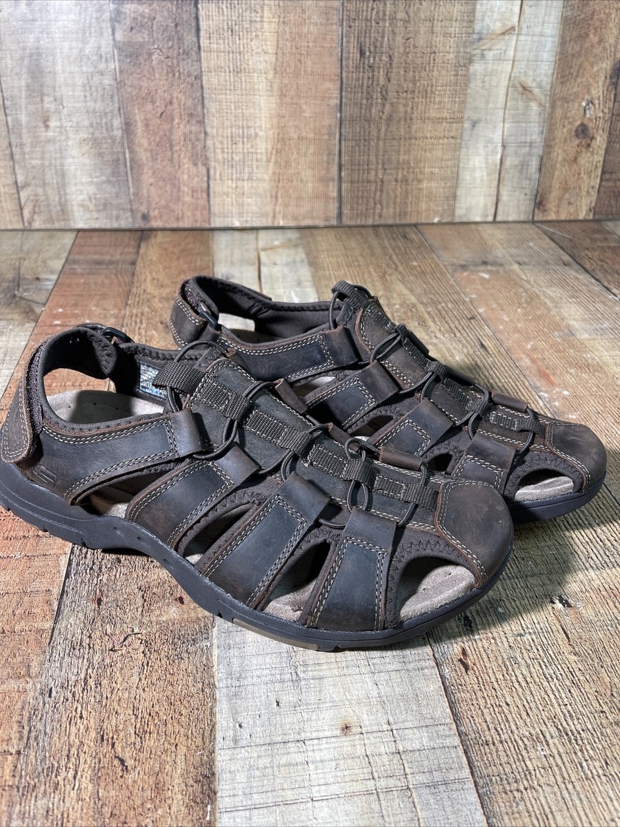 Skechers Men\'s Fisherman Dark Brown Leather Sandals Sz 11 Skechers Men main image 3