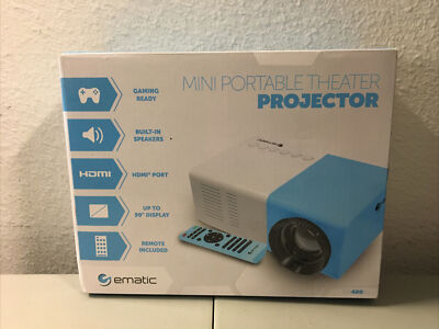 LCD Theater Projector Portable Theater 1080p HD Compatible Ematic EPJ480BU