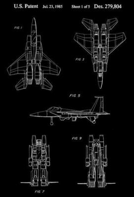 1985 - Thundercracker - Decepticon Jets - Transformers Robot - Patent Art Magnet