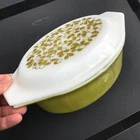 Vintage Pyrex Casserole Dish 043 1.5 QT Avocado Green w/lid Olive Pattern