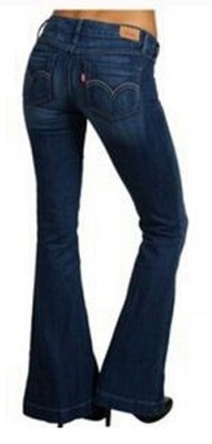 Levi's Demi Curve Flare Dark Wash Stretch Denim Jeans w/Topstitch