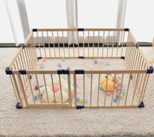 Kids Play Fence with Door, Wood Playpen Baby Safety yard 24" H x 59" W x 79"D