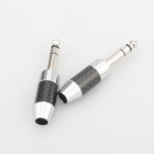 1pc Carbon Fiber Rhodium Plated 6.35mm stereo (1/4 in) Jack Male Headphone Plug - Picture 3 of 6
