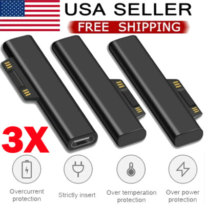 3PC USB Type C PD Converter Charger Adapter For Surface Pro 3/4/5/6/7/8 Go NEW