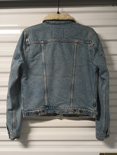 Levis Women's Original Denim Sherpa Trucker Jacket XS Extra Small Blue Fleece - Picture 2 of 5