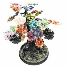 Árbol Bonsai Piedras Grande Multicolor Piedra Árbol con Pirita sobre Base de Madera