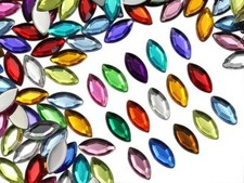 15x7mm Flat Back Navette Acrylic Gems Plastic Rhinestones DIY Craft Jewel 40PCS