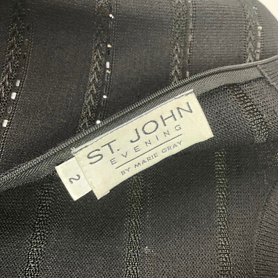 St John Evening Marie Gray Womens 2 Dress Black Santana Knit Embellished |  eBay