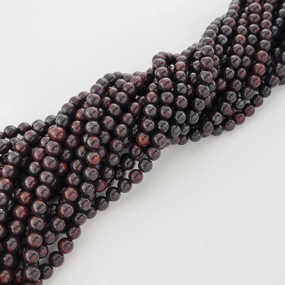 Китайский курица крови камень бусины гелиотроп натуральный гладкий круглый бисер 6 мм 8 мм - Изображение 2 из 4