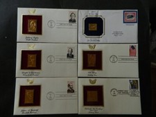 5 24kt Gold+1st Day Cover Stamps -GARFIELD,TAYLOR,INVERTED JENNY,OLD GLORY,IKE,C