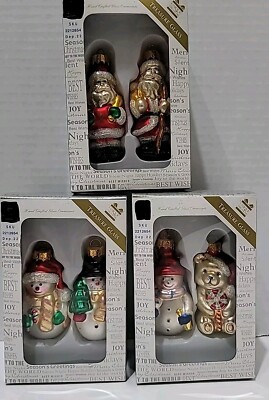 Lot 6 Vintage Mercury Treasure Glass Christmas Ornaments 2.5'' In Orig Boxes NOS