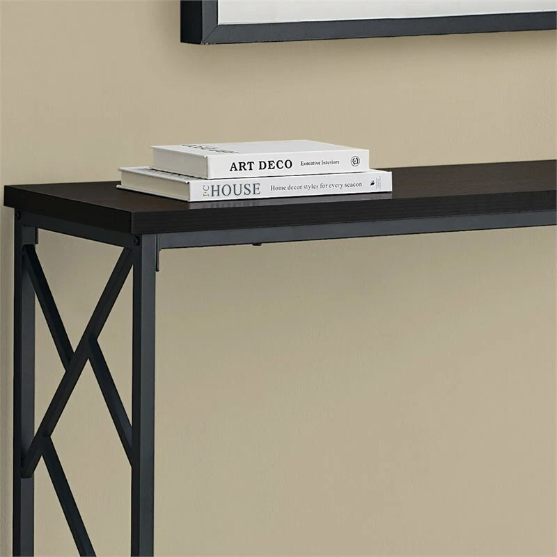 Monarch 44" Mesa Consola Entrada Superior Madera Contemporánea en Espresso y Negro Foto 3 de 4