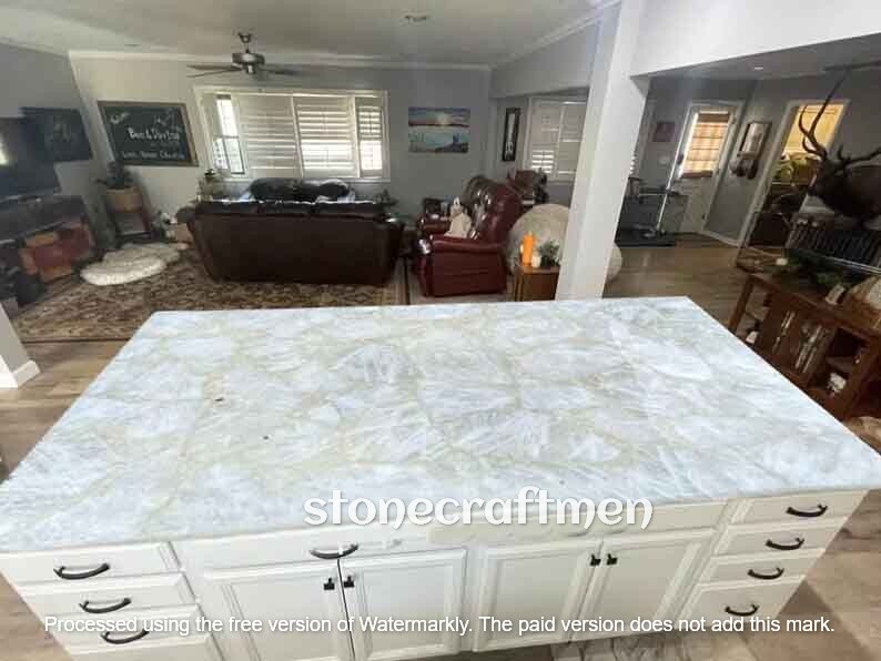 White Quartz Kitchen Countertop, Vanity Countertop, Quartz Countertop, Decor