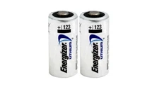 2 x CR123 Energizer 3V Lithium Batteries (CR123A,DL123, EL123, CR17345) EXP 2030