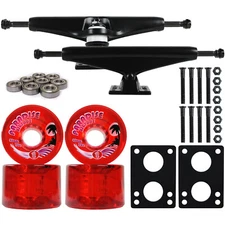 LONGBOARD Trucks/Wheels/Bearings BLACK 7.0 + BIGFOOT 65MM ISLANDERS RED