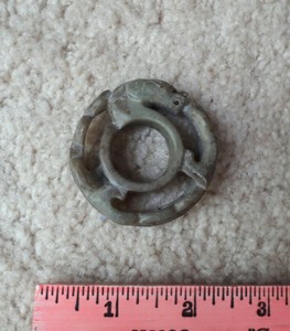 Antique Chinese soapstone seal / staff ornament netsuke
