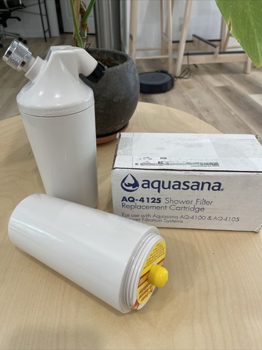 Aquasana AQ-4100 White Deluxe Shower Water Filter System + 2 Filters  (No Head)