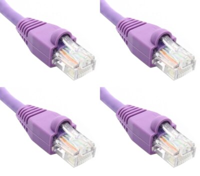 Pack of 4 Purple 2FT Cat6 Ethernet Network Cable LAN Cord RJ45 Gigabit