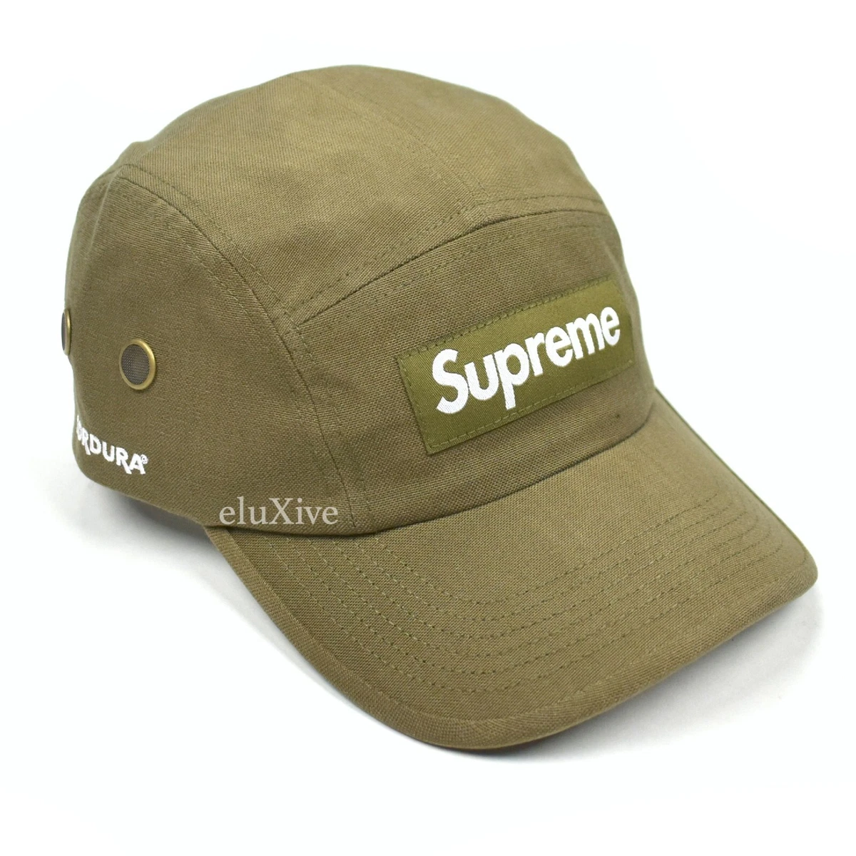 NWT Supreme Brushed Cordura Box Logo Hat Camp Cap Olive Men's DS FW22 AUTHENTIC