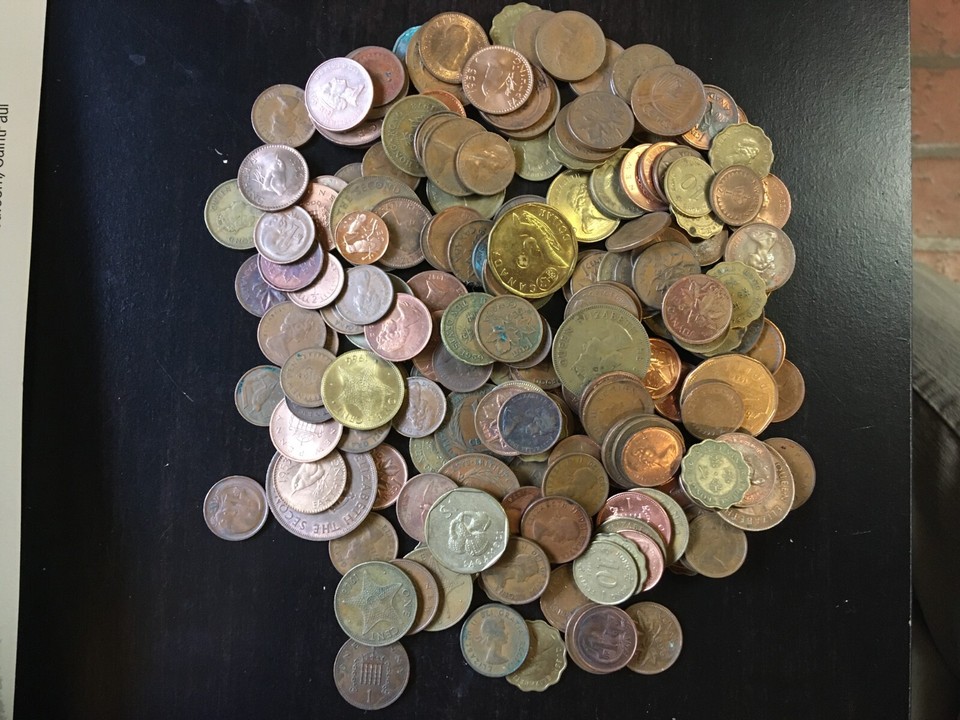 Bulk lot of vintage copper Queen Elizabeth II coins world coins ...