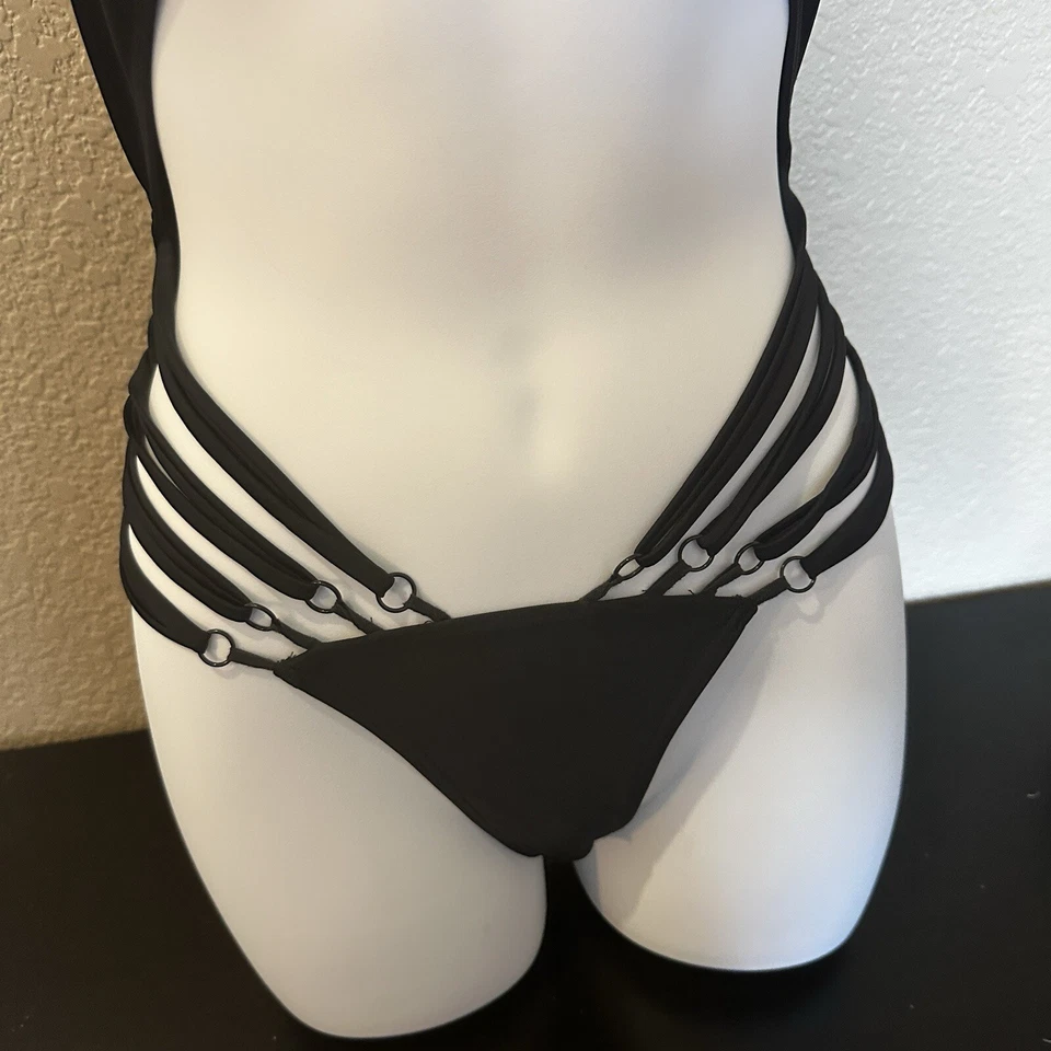 Maiô Nastygal preto novo sem etiquetas Sunstreak tamanho pequeno gargantilha Halter peça única - Imagem 4 de 4