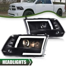 Fit For 2009-2018 Ram 1500 2500 3500 Black Housing LED DRL Projector Headlights